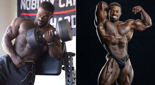 Terrence Ruffin training and posing with developed biceps for Classic Physique