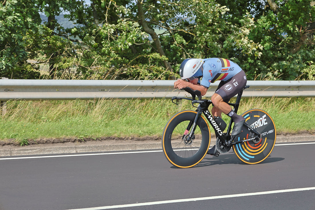 Cyclist riding hard during an endurance effort