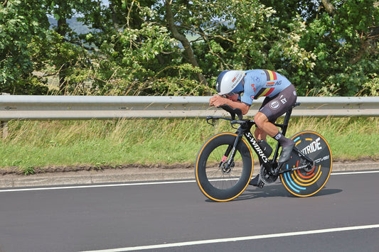 Cyclist riding hard during an endurance effort