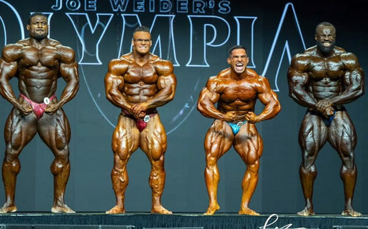 Derek Lunsford, Andrew Jacked, Nick Walker and Samson Dauda in a Men’s Open Olympia comparison