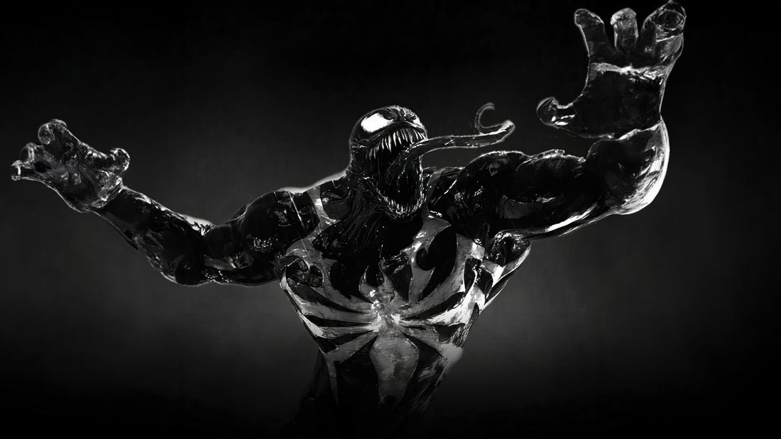Venom character artwork for a grip and forearm workout article