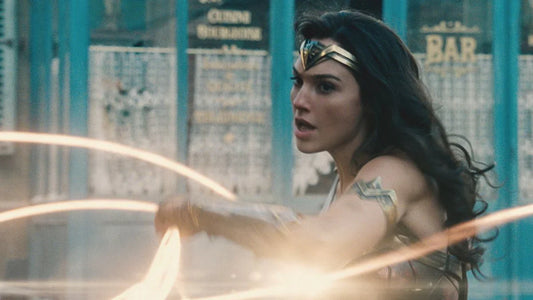Wonder Woman in an athletic action scene