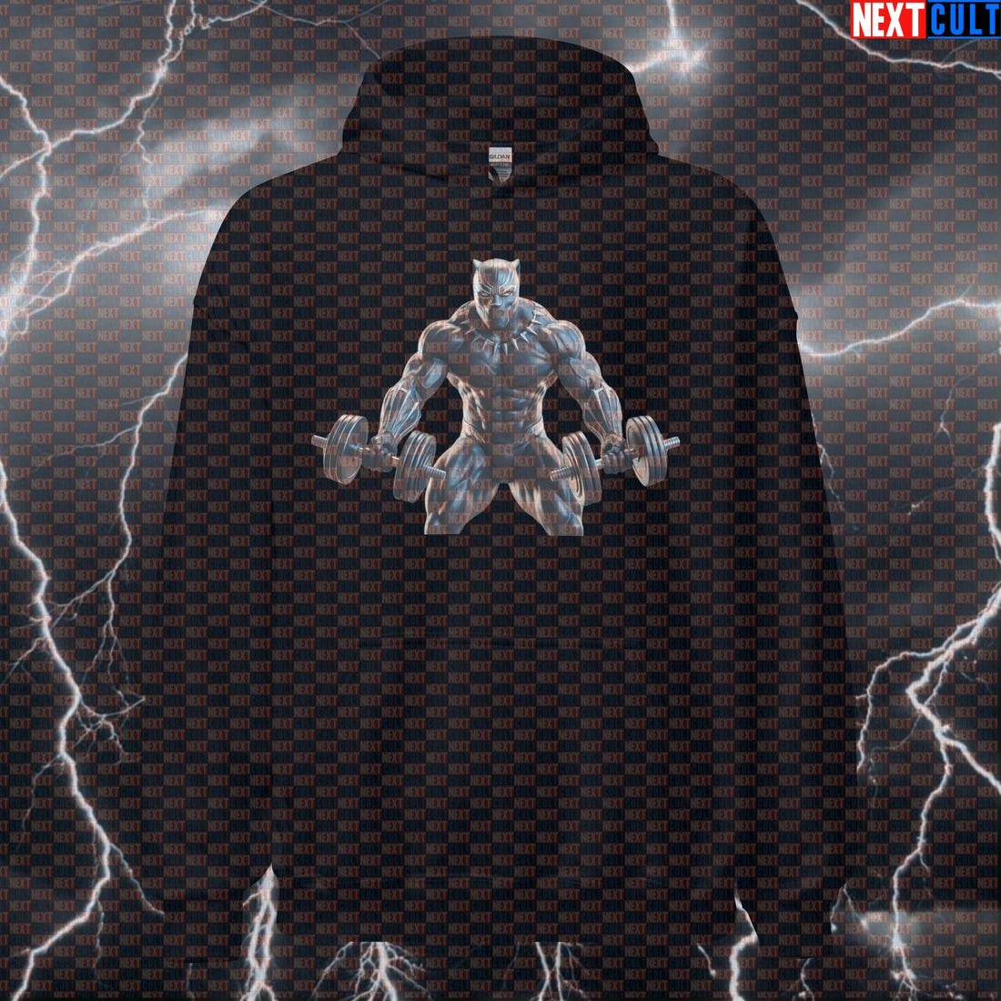 Black Panther Gym Hero hoodie used as a superhero pump cover