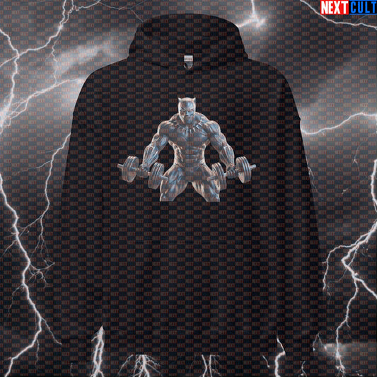 Black Panther Gym Hero hoodie used as a superhero pump cover