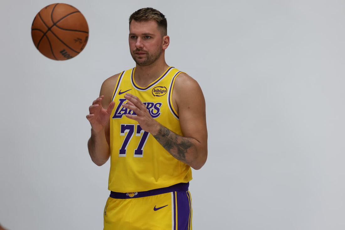 Luka Dončić speaking at Los Angeles Lakers media day in September 2026