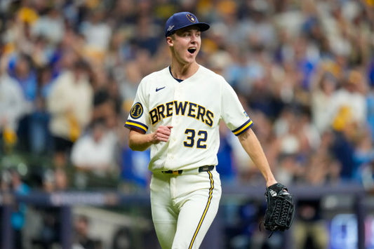 Milwaukee Brewers pitcher Jacob Misiorowski reacts during the 2026 National League Championship Series