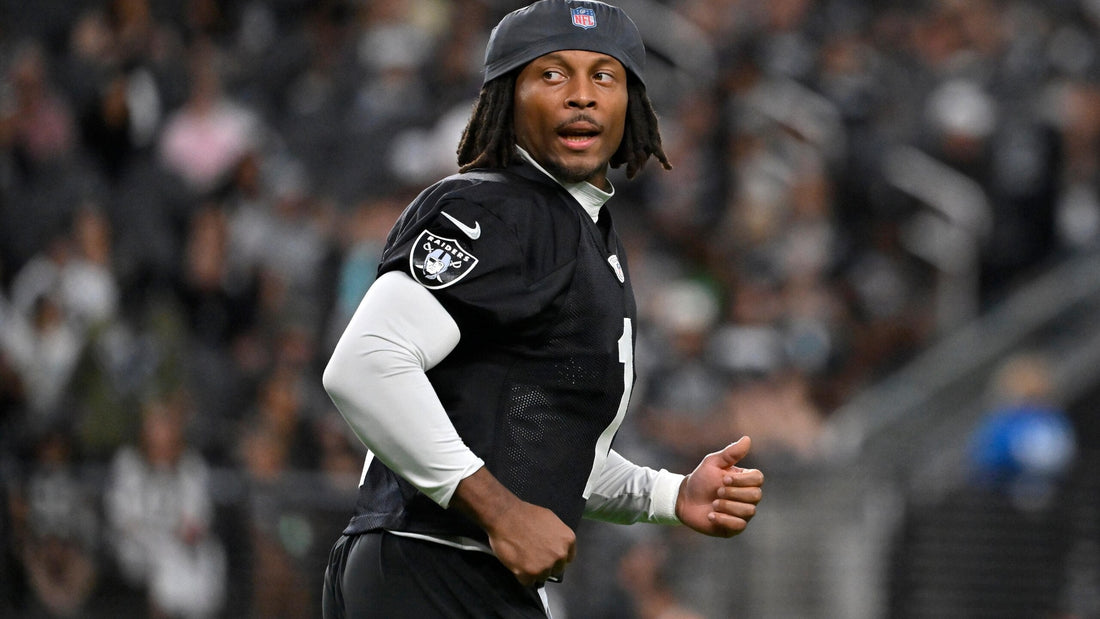 Las Vegas Raiders wide receiver Tre Tucker ahead of Week 1 of the 2026 NFL season