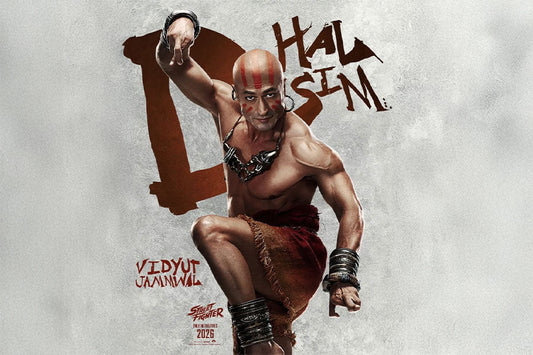 Vidyut Jammwal as Dhalsim in the 2026 Street Fighter film, with shaved head and red facial markings