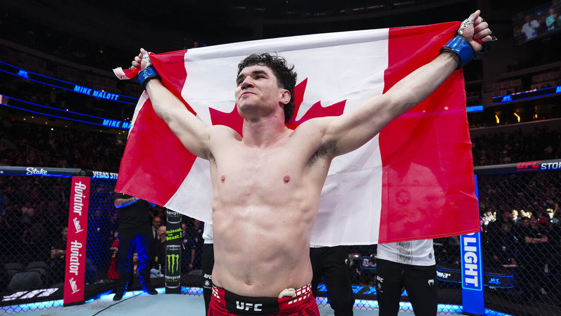 Mike Malott celebrates with a Canadian flag after his October 2026 UFC Edmonton win over Joaquin Buckley