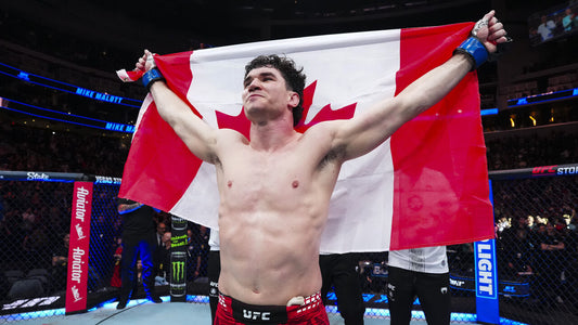 Mike Malott celebrates with a Canadian flag after his October 2026 UFC Edmonton win over Joaquin Buckley