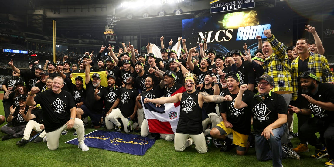 Milwaukee Brewers players celebrating their 2026 NLCS berth