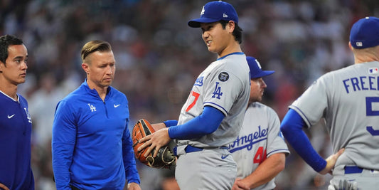 Shohei Ohtani in a Los Angeles Dodgers uniform