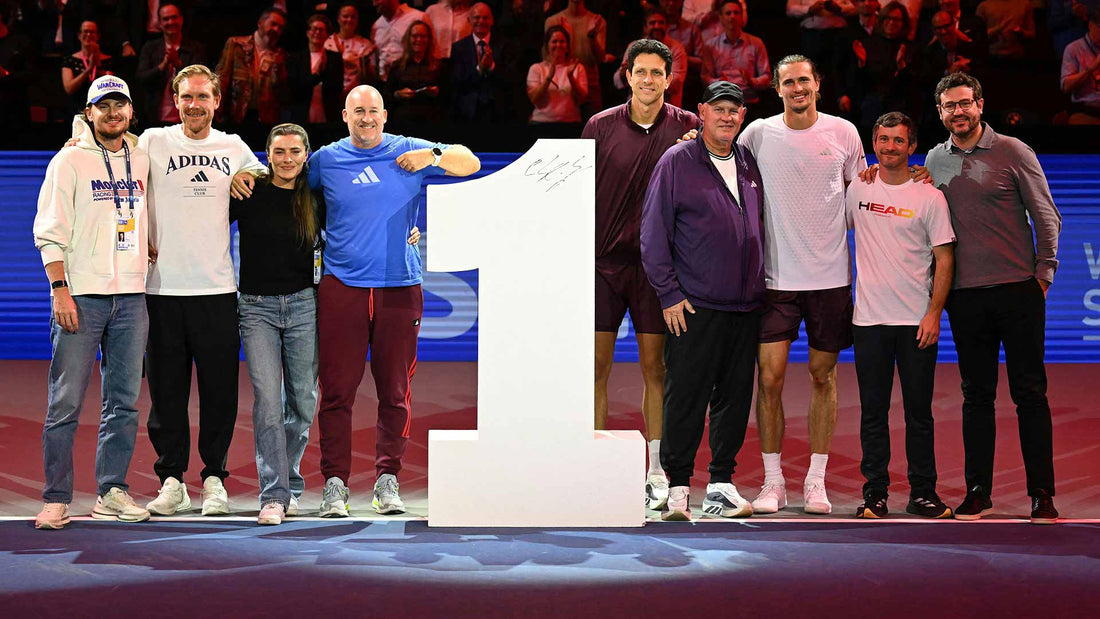 Alexander Zverev celebrates reaching ATP world No. 1 with his team in Vienna in October 2026