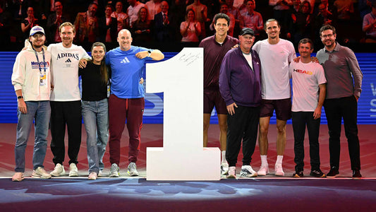 Alexander Zverev celebrates reaching ATP world No. 1 with his team in Vienna in October 2026