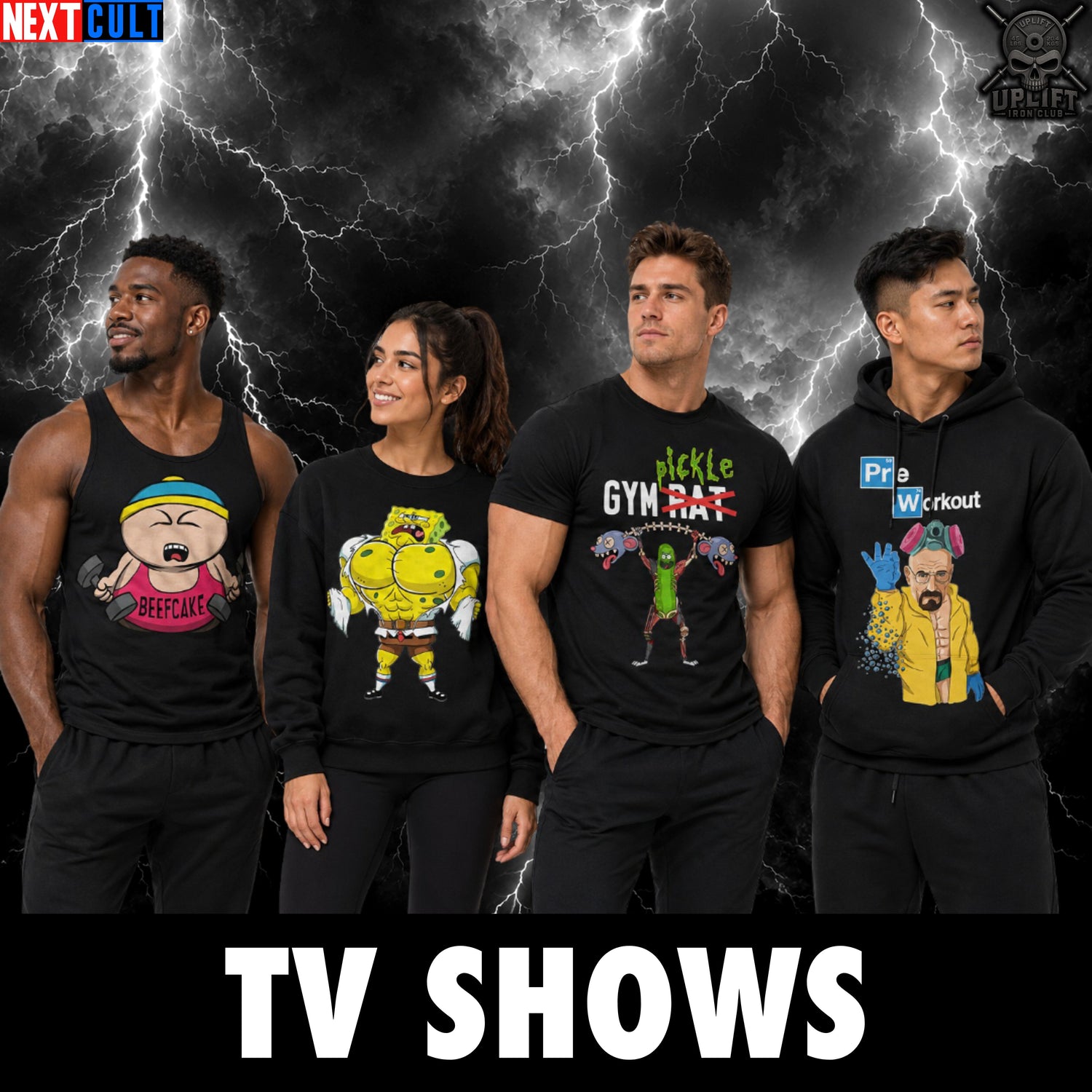 Black Lifting Things T-shirt from the funny gym shirts for TV show fans collection, perfect for workouts
