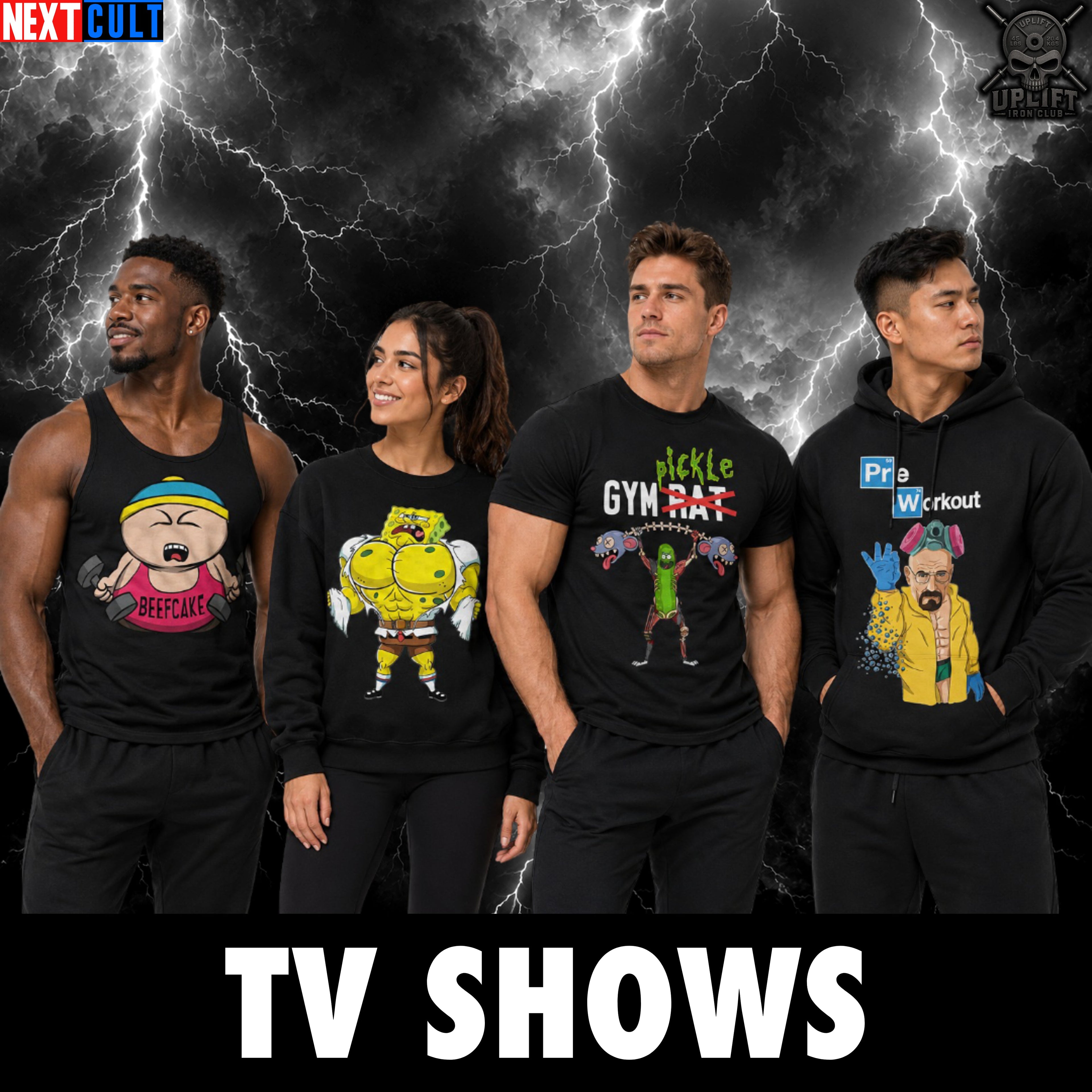 Black Lifting Things T-shirt from the funny gym shirts for TV show fans collection, perfect for workouts