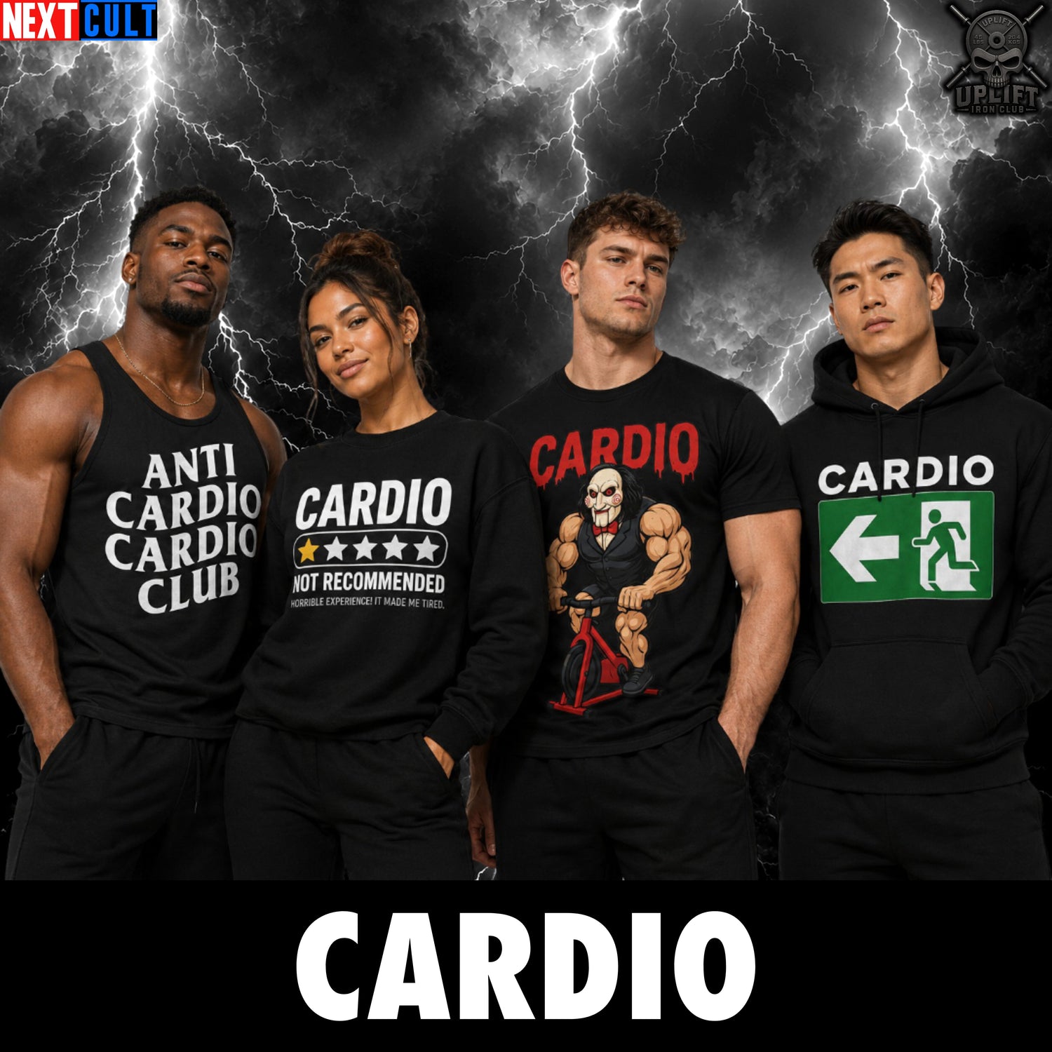 Funny cardio workout shirts featuring humorous designs for running and cycling enthusiasts