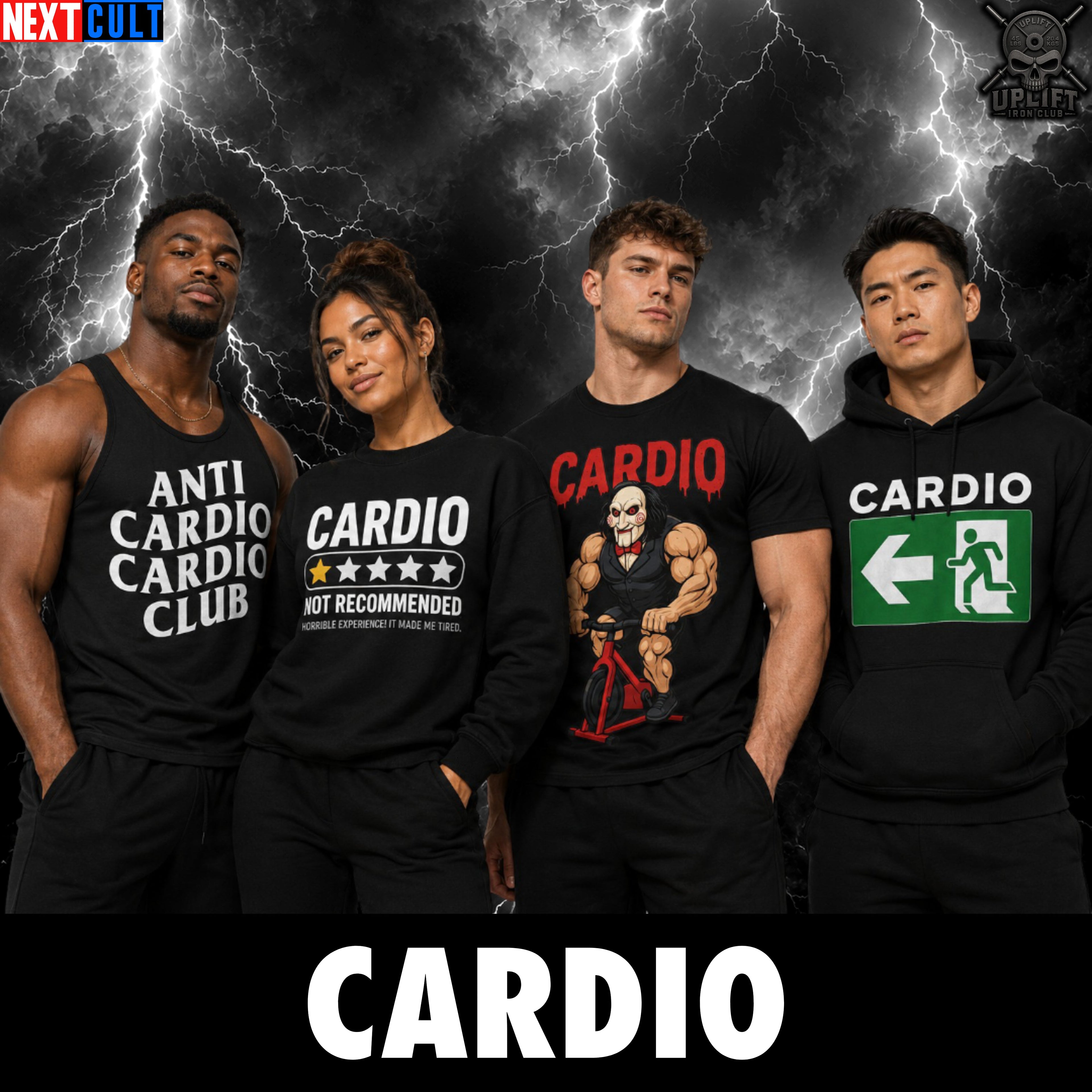 Funny cardio workout shirts featuring humorous designs for running and cycling enthusiasts