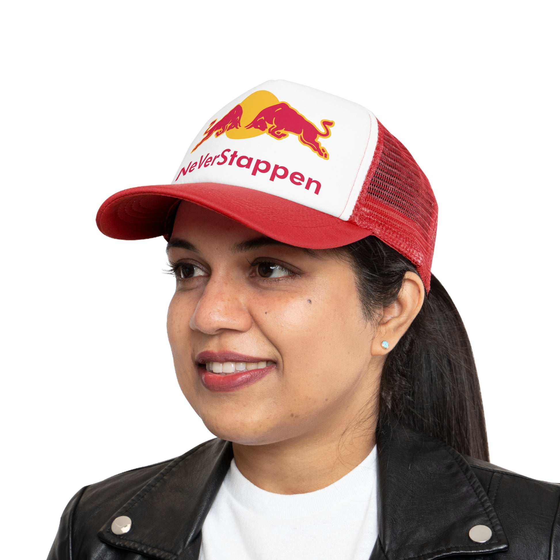 NeVerStappen Red Bull Formula 1 F1 Max Verstappen Mesh Cap Red One size Hats F1 Max Verstappen Red Bull Printify