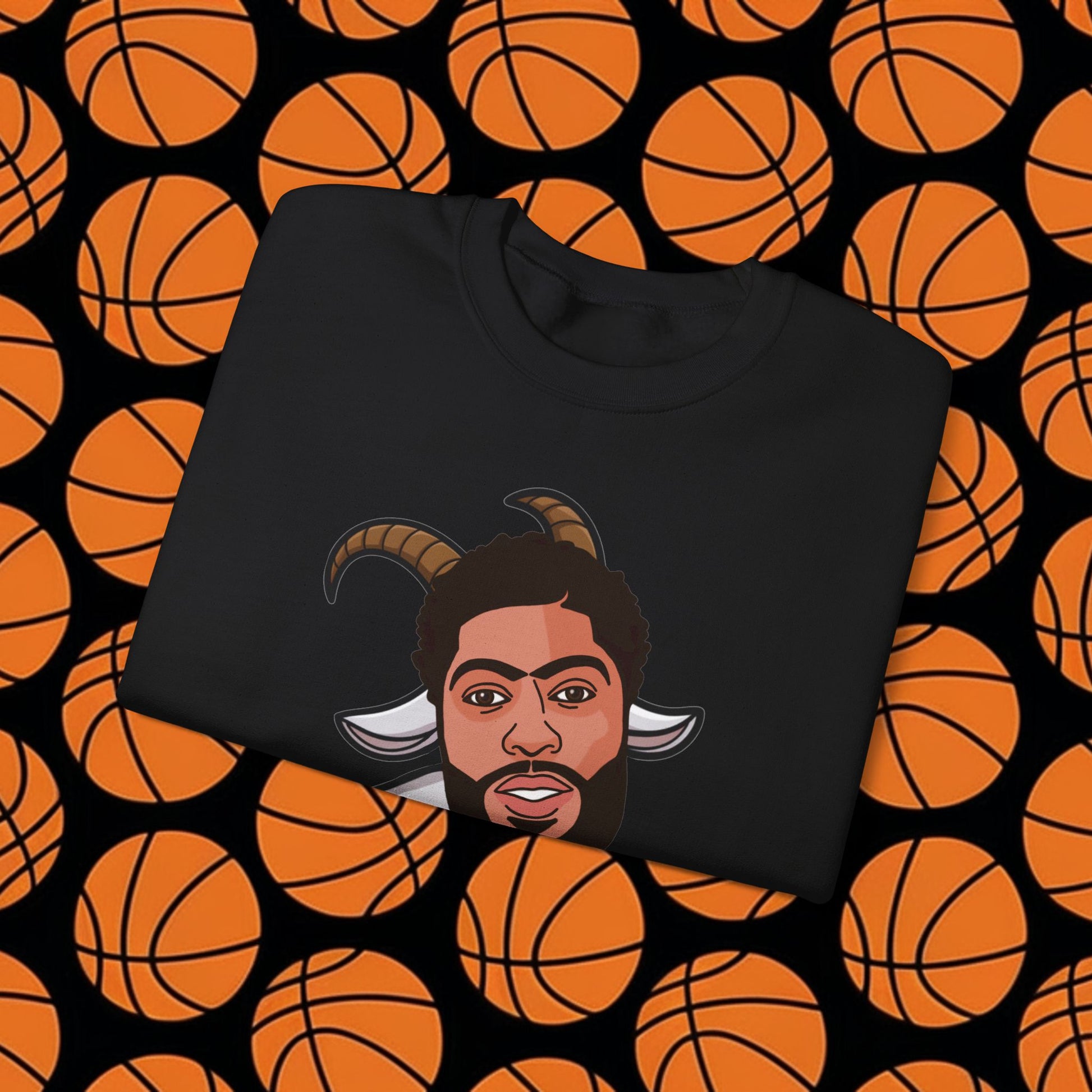 Anthony Davis GOAT Sweatshirt - Funny Unibrow Basketball Meme Jumper - Greatest of All Time Pullover for Basketball Fans - Perfect Gift for AD Fans Sweatshirts Anthony Davis Basketball Dallas Mavericks G.O.A.T. NBA Printify