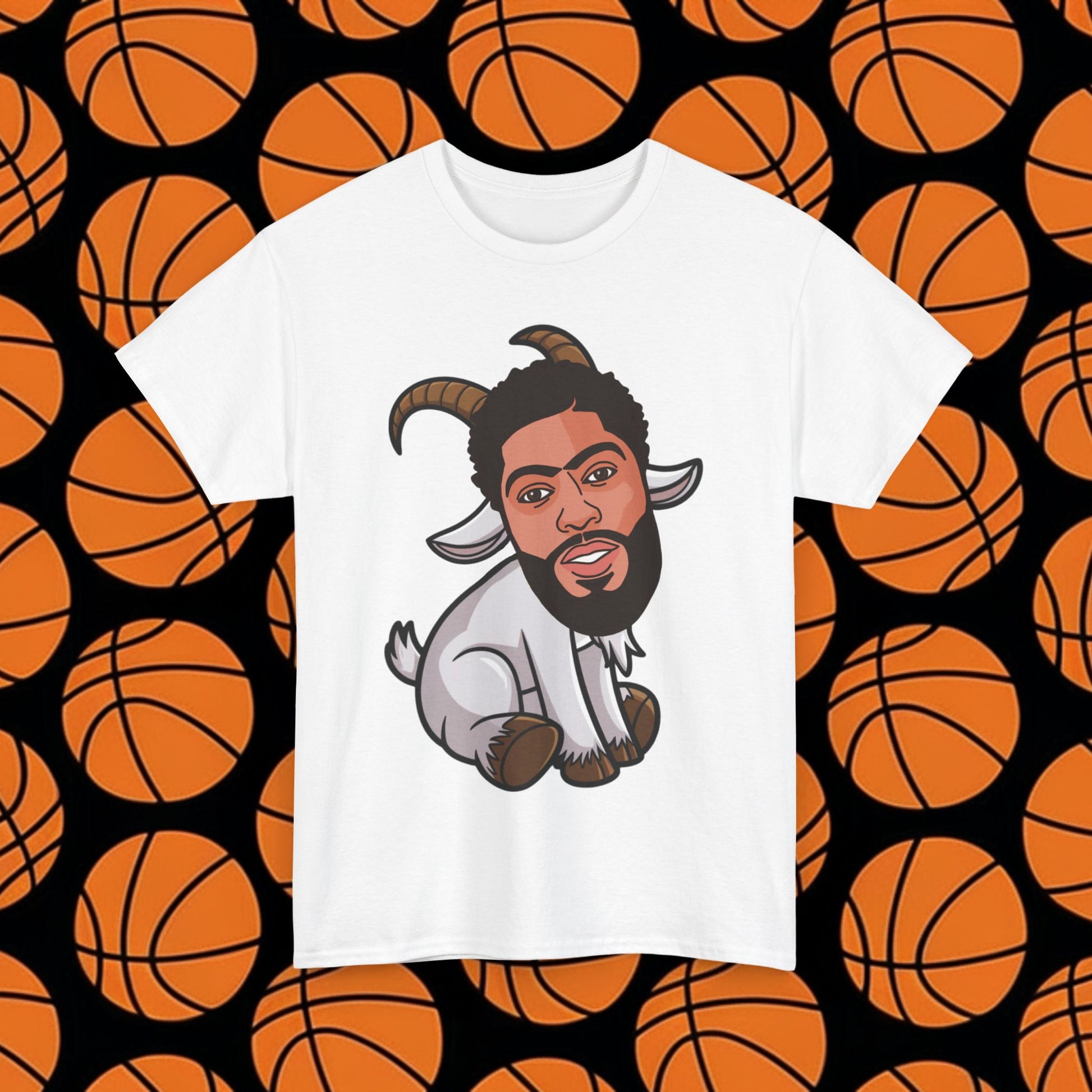 Anthony Davis GOAT T-Shirt - Funny Unibrow Basketball Meme Casual Top - Greatest of All Time Tee for Basketball Fans - Perfect Gift for AD Fans White T-shirts Anthony Davis Basketball Dallas Mavericks G.O.A.T. NBA Printify