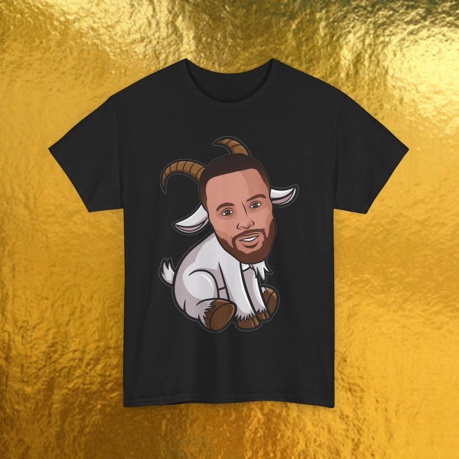 Stephen Curry G.O.A.T. T-Shirt - Steph Curry Greatest of All Time Basketball Meme Casual Top - Funny NBA Fan Art Cartoon Tee - Perfect Gift for Basketball Fans Black T-shirts Basketball G.O.A.T. Golden State Warriors NBA Stephen Curry Printify