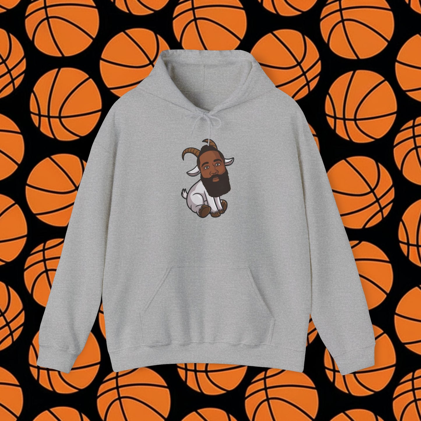 James Harden G.O.A.T. Hoodie - Funny Basketball Meme Sweatshirt - Greatest of All Time Pullover for Basketball Fans - Perfect Gift for Harden Fans Sport Grey Hoodies Basketball G.O.A.T. Houston Rockets James Harden Los Angeles Clippers NBA Printify