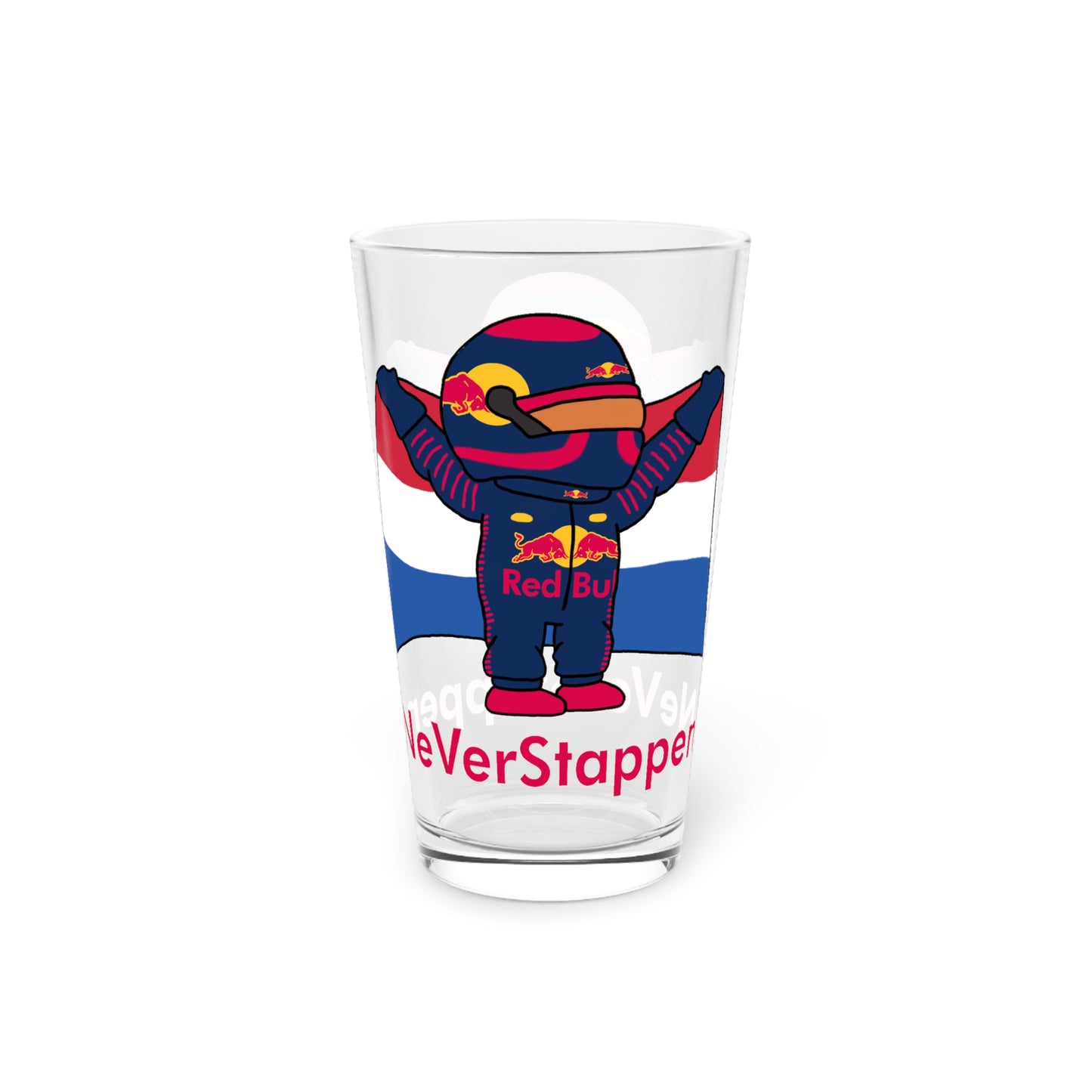 NeVerStappen Red Bull Formula 1 F1 Max Verstappen Pint Glass, 16oz Next Cult Brand F1, Max Verstappen, Red Bull
