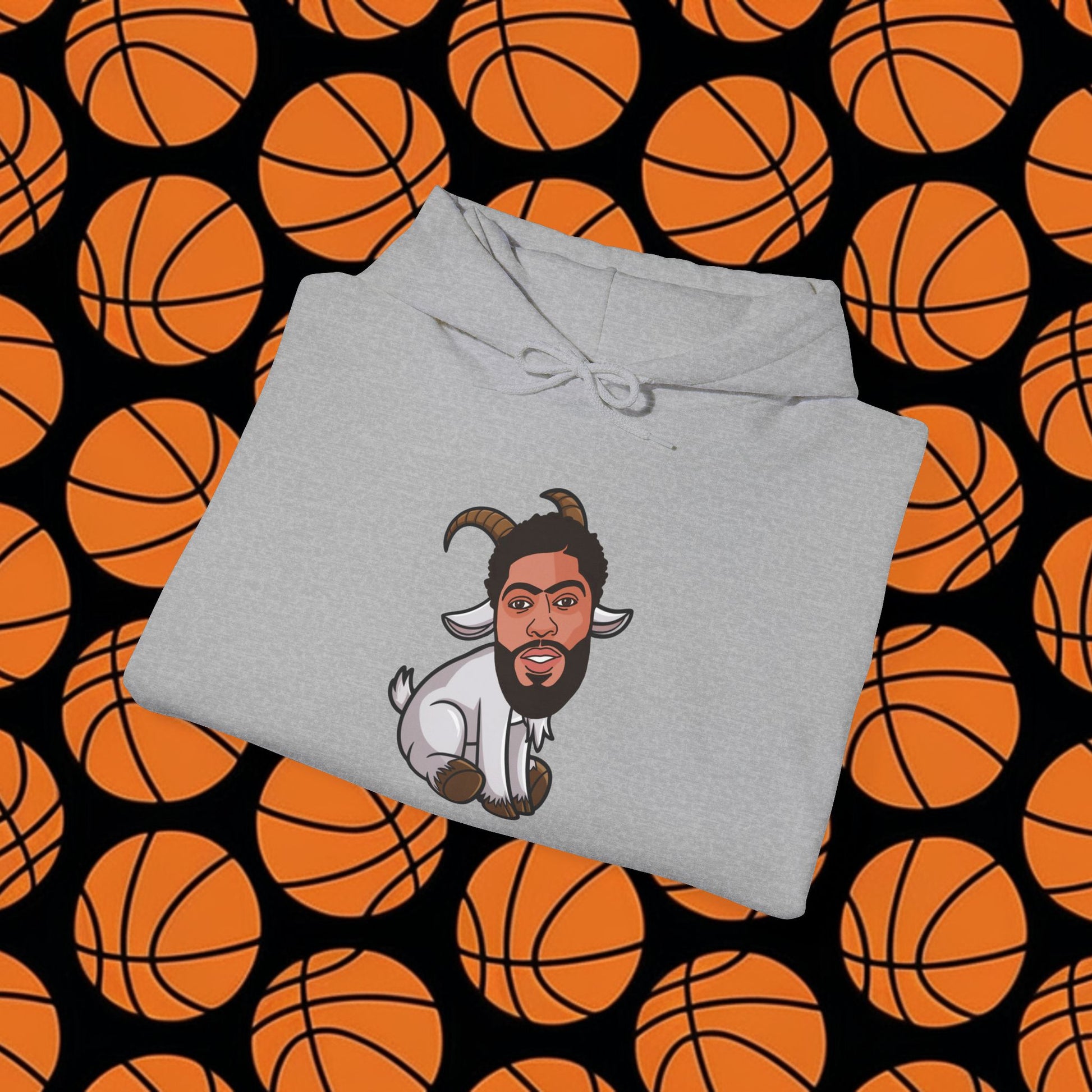 Anthony Davis GOAT Hoodie - Funny Unibrow Basketball Meme Sweatshirt - Greatest of All Time Pullover for Basketball Fans - Perfect Gift for AD Fans Hoodies Anthony Davis Basketball Dallas Mavericks G.O.A.T. NBA Printify