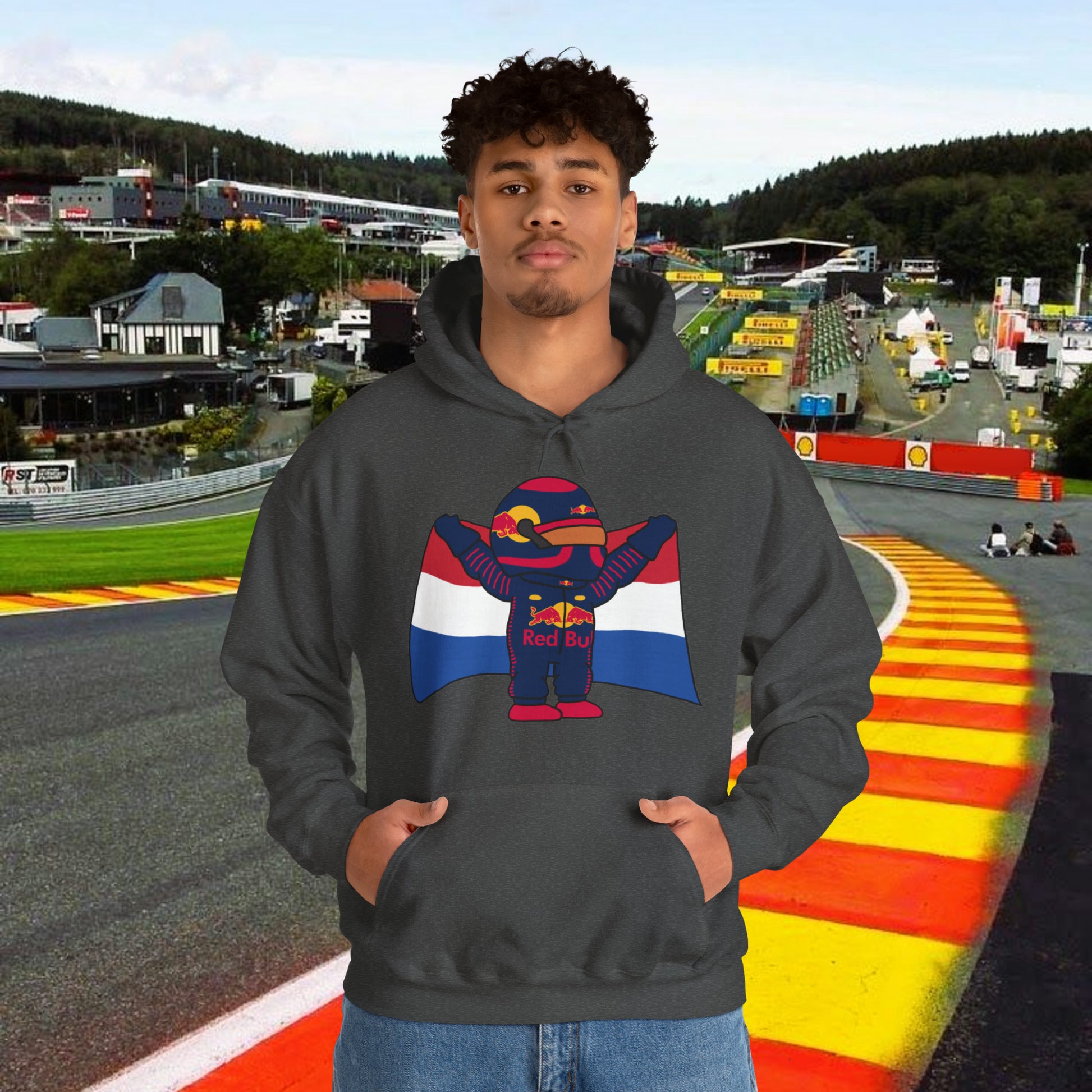 Max Verstappen Hoodie Verstappen Hoody Red Bull Hoodie F1 Pullover Formula 1 Jumper F1 Gift Formula 1 Gift Red Bull Fan Gift Racing Fan Gift Dark Heather Hoodies F1 Max Verstappen Red Bull Printify