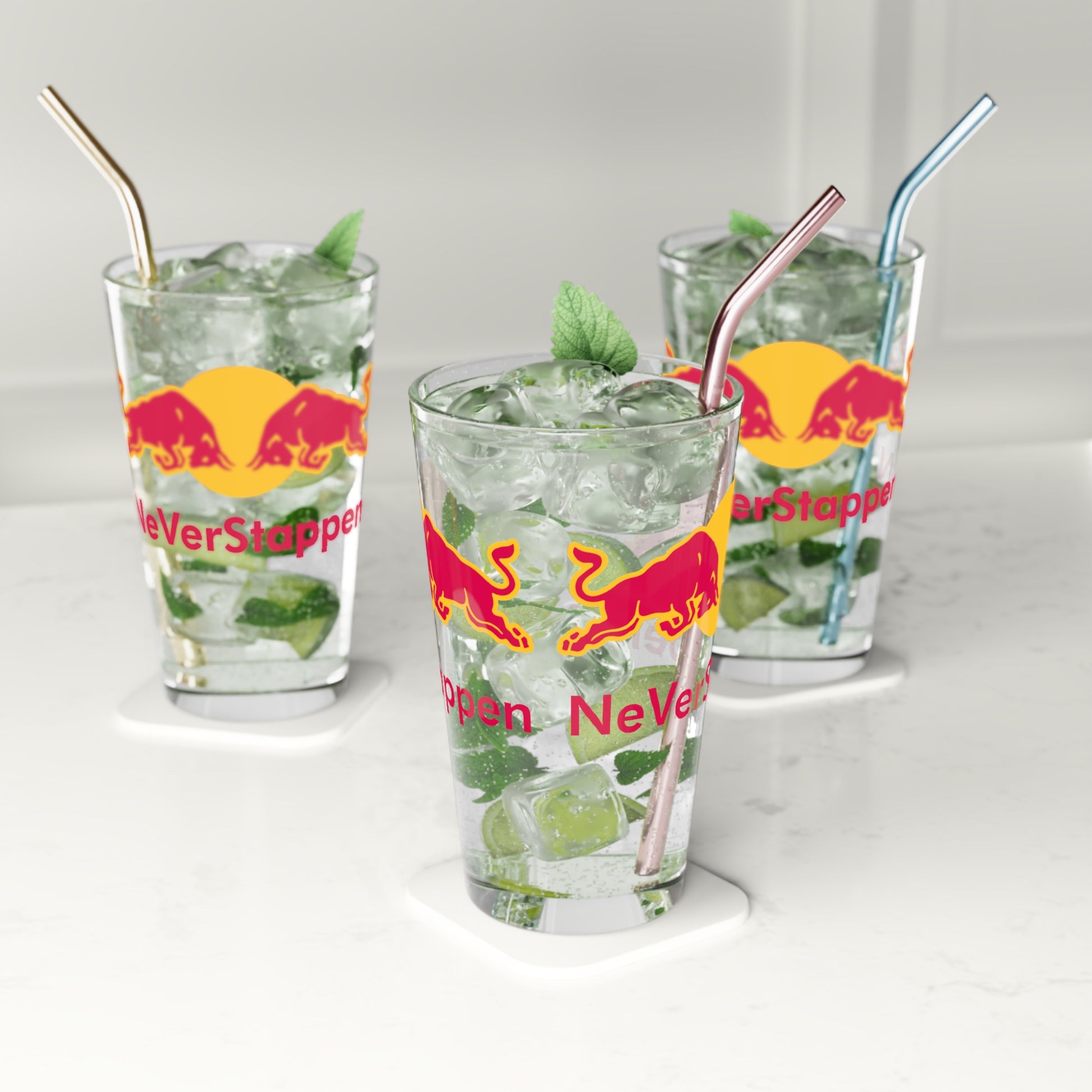 NeVerStappen Red Bull Formula 1 F1 Max Verstappen Pint Glass, 16oz 16oz Glasses F1 Max Verstappen Red Bull Printify