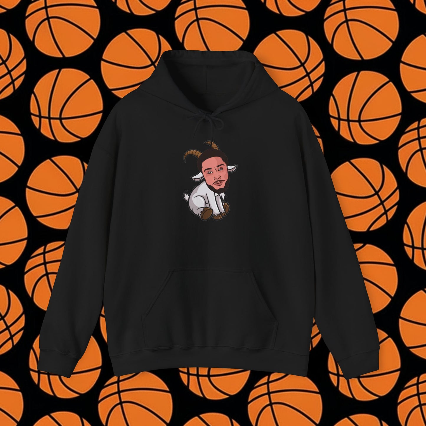 Ben Simmons GOAT Hoodie - Funny Basketball Meme Sweatshirt - Greatest of All Time Pullover for Basketball Fans - Perfect Gift for Ben Simmons Fans Black Hoodies Basketball Ben Simmons Brooklyn Nets G.O.A.T. NBA Printify