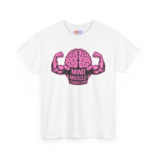 Mind Muscle Connection T-Shirt - Funny Science Based Lifting Tee for Gym Gains, Workout Fitness Meme Gift for Lifters White T-shirts Bodybuilding Fitness Gym Pump Cover Workout Printify