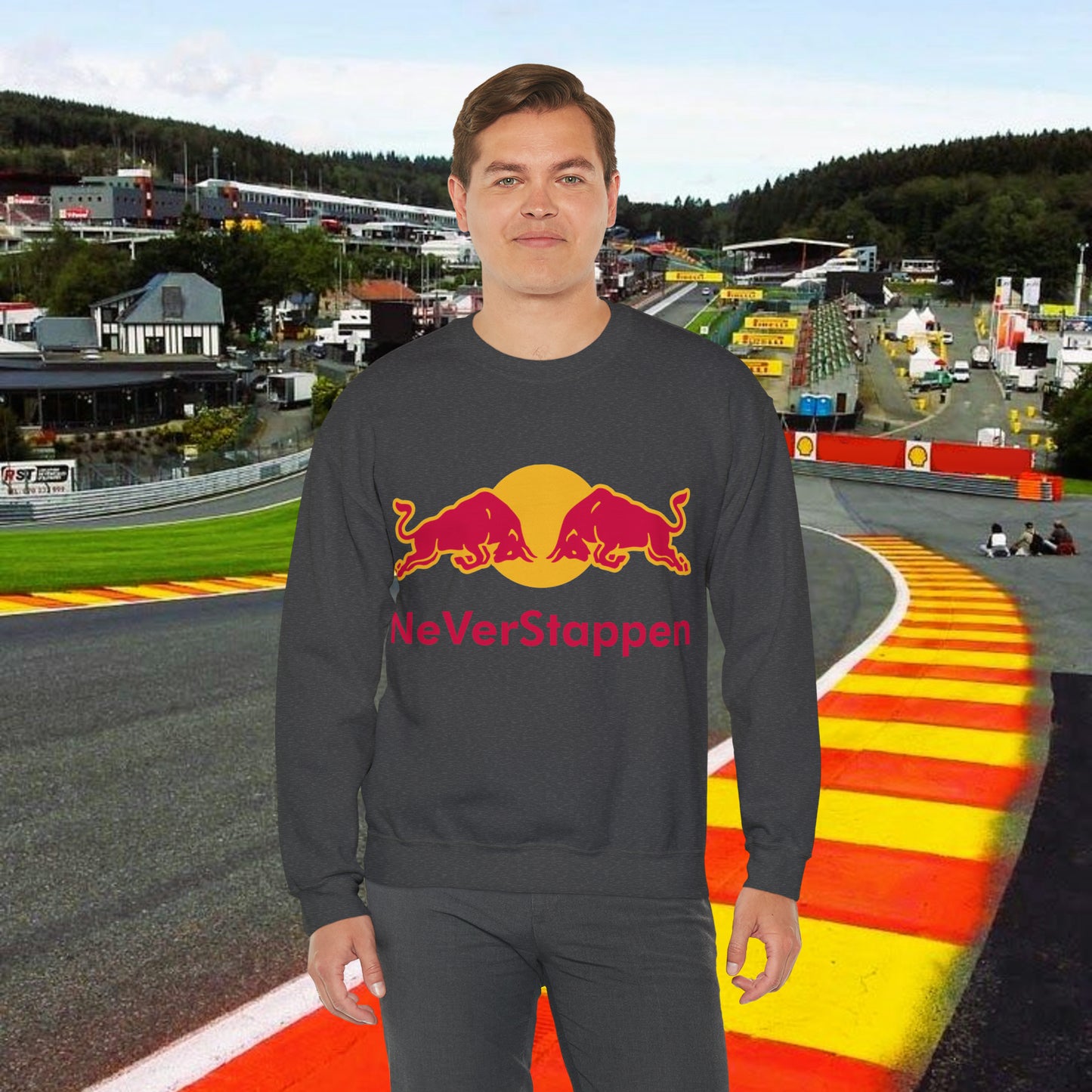 Max Verstappen Sweatshirt Verstappen Sweater Red Bull Sweatshirt F1 Jumper Formula 1 Shirt F1 Gift Formula 1 Gift Red Bull Fan Gift Racing Dark Heather Sweatshirts F1 Max Verstappen Red Bull Printify