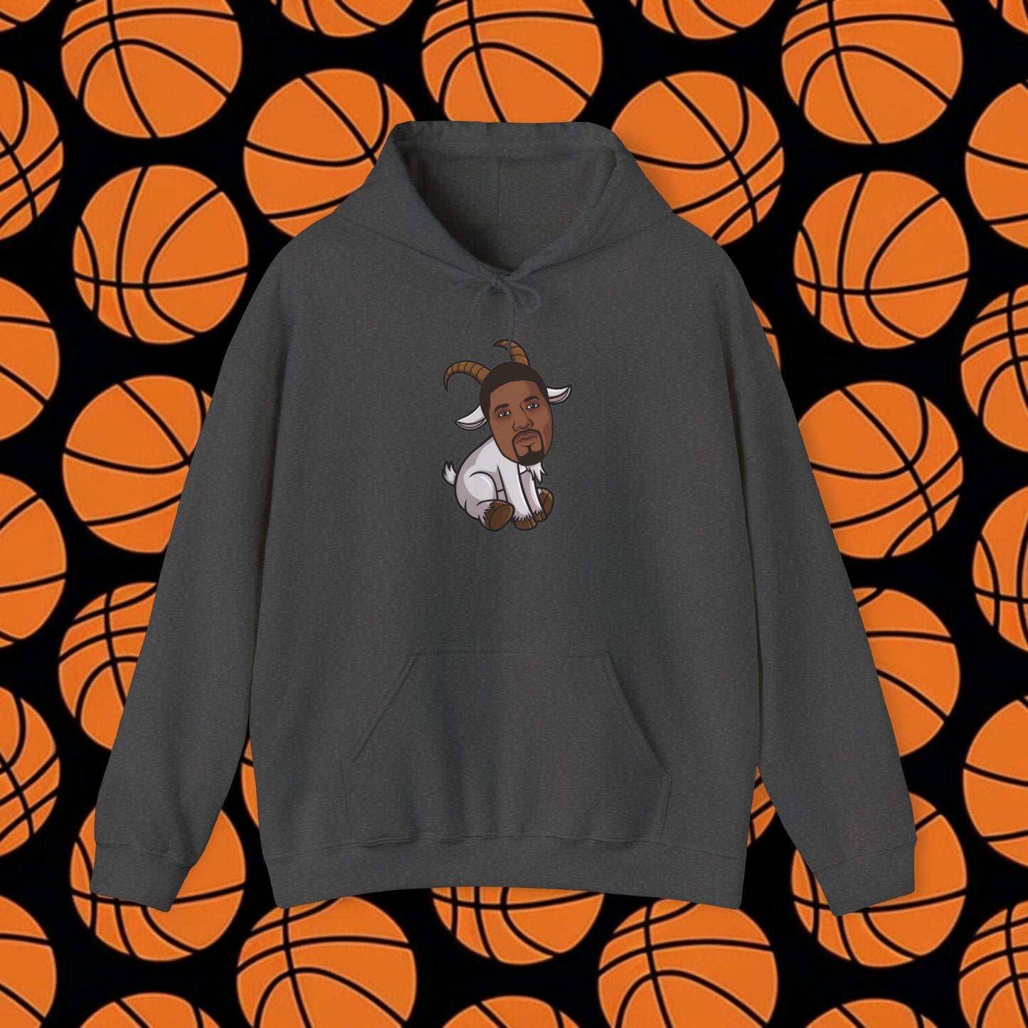 Paul George G.O.A.T. Hoodie - Funny Basketball Meme Sweatshirt - Greatest of All Time Pullover for Basketball Fans - Perfect Gift for Paul George Fans Dark Heather Hoodies Basketball G.O.A.T. Indiana Pacers Los Angeles Clippers NBA Paul George Philadelphia 76ers Printify