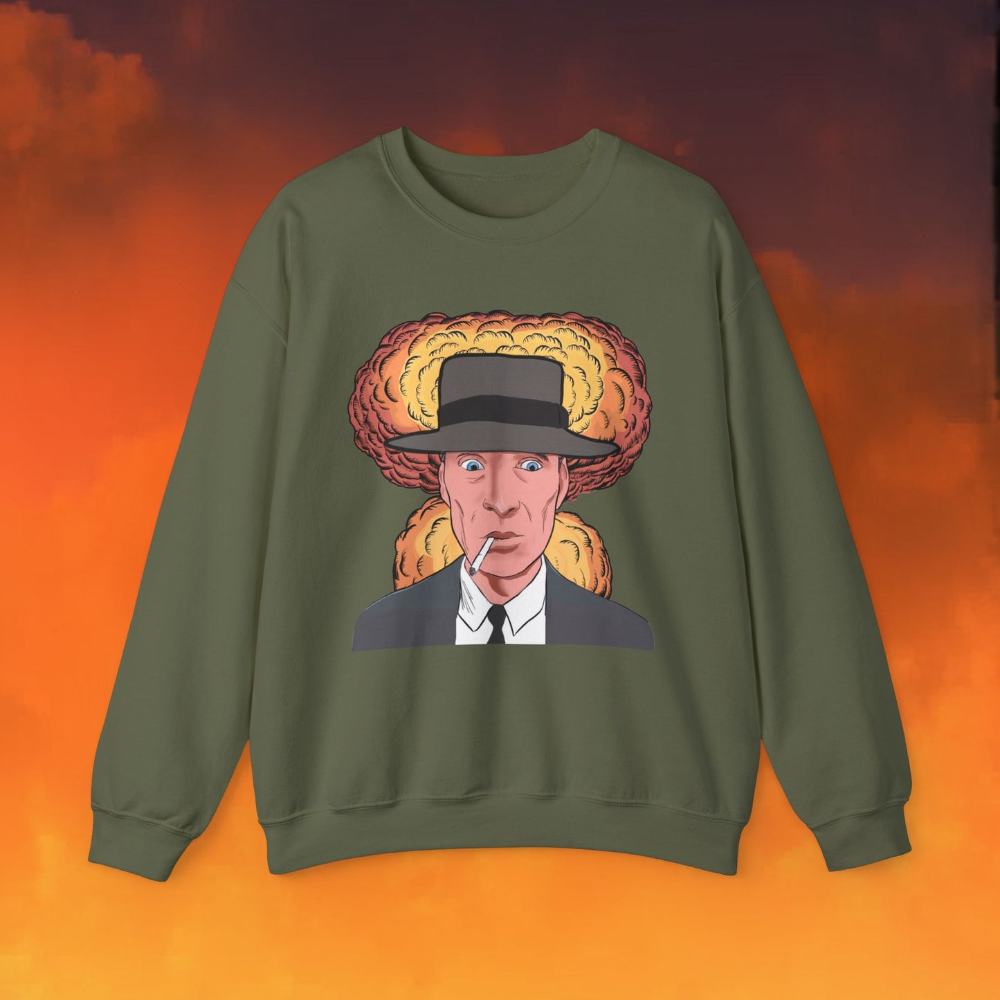 Oppenheimer Cartoon Funny Movie Cillian Murphy Unisex Heavy Blend Crewneck Sweatshirt