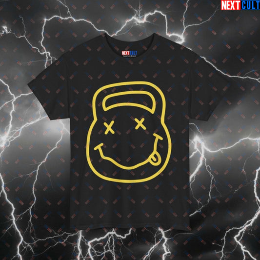 Grunge Kettlebell Funny Gym Shirt – Rock Music Workout Tee for Lifters & Gymbros – Pump Cover Fitness Top Black T-shirts Bodybuilding Fitness Functional Fitness Gym Kettlebell Nirvana Pump Cover Rock Music Workout Printify