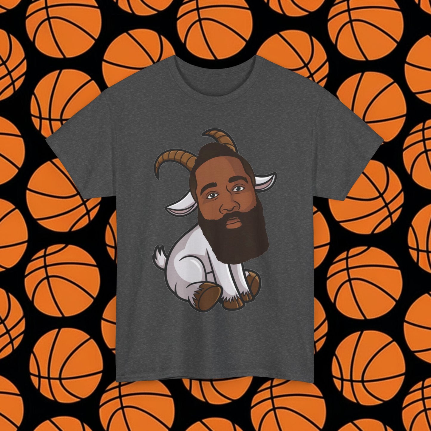 James Harden G.O.A.T. T-Shirt - Funny Basketball Meme Casual Top - Greatest of All Time Tee for Basketball Fans - Perfect Gift for Harden Fans Dark Heather T-shirts Basketball G.O.A.T. Houston Rockets James Harden Los Angeles Clippers NBA Printify