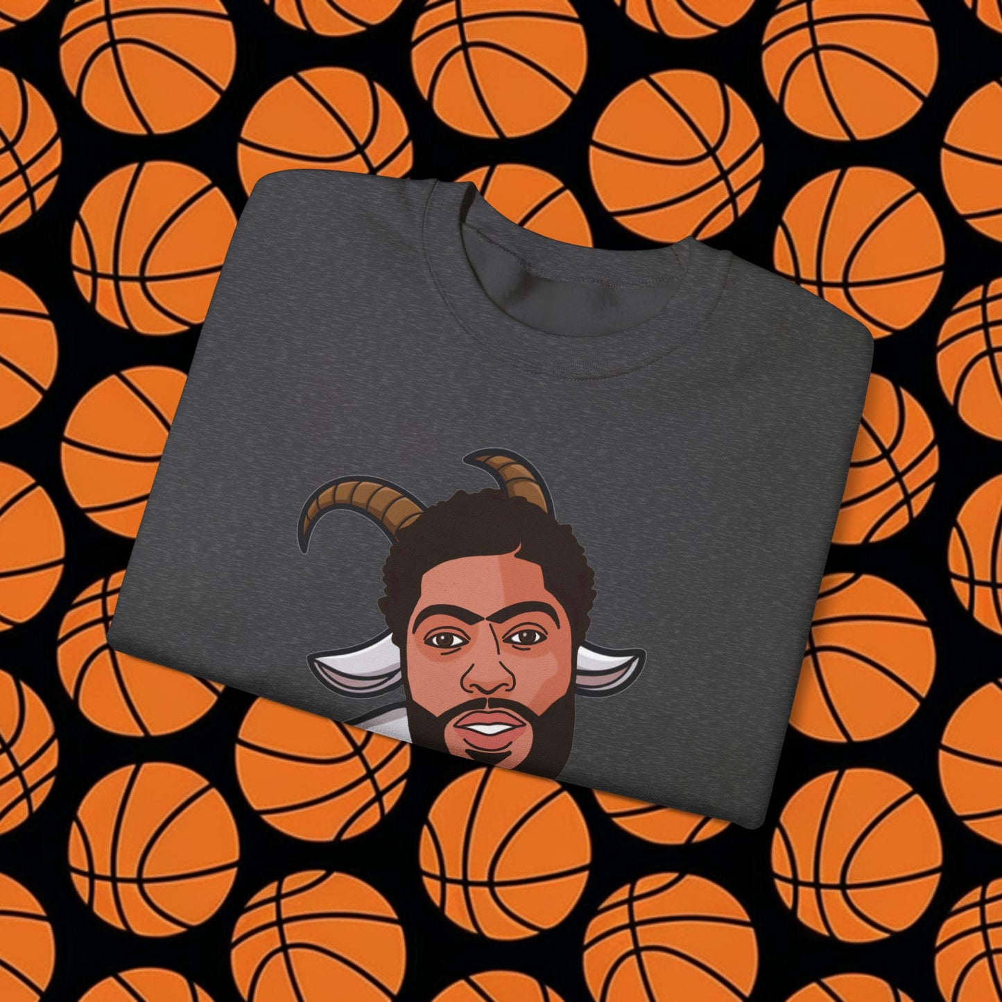 Anthony Davis GOAT Sweatshirt - Funny Unibrow Basketball Meme Jumper - Greatest of All Time Pullover for Basketball Fans - Perfect Gift for AD Fans Sweatshirts Anthony Davis Basketball Dallas Mavericks G.O.A.T. NBA Printify