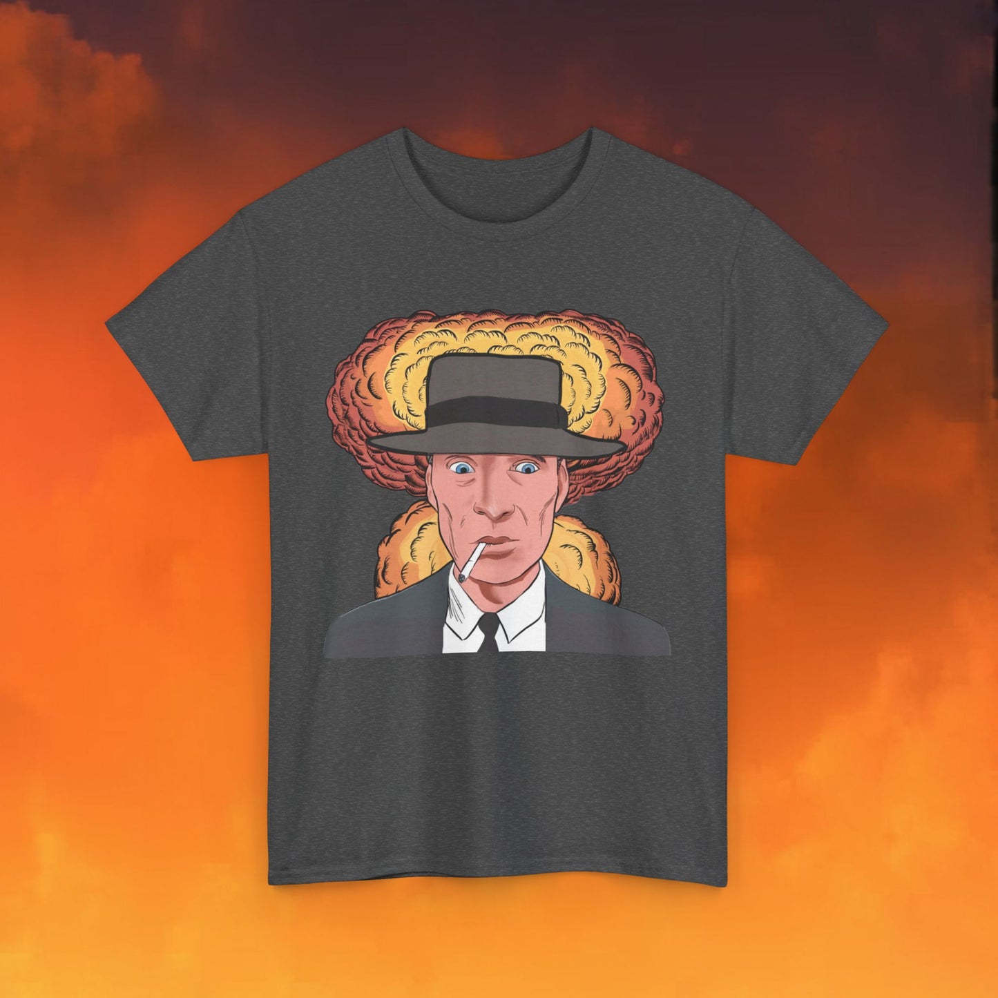 Oppenheimer Cartoon Funny Movie Cillian Murphy Unisex Heavy Cotton Tee