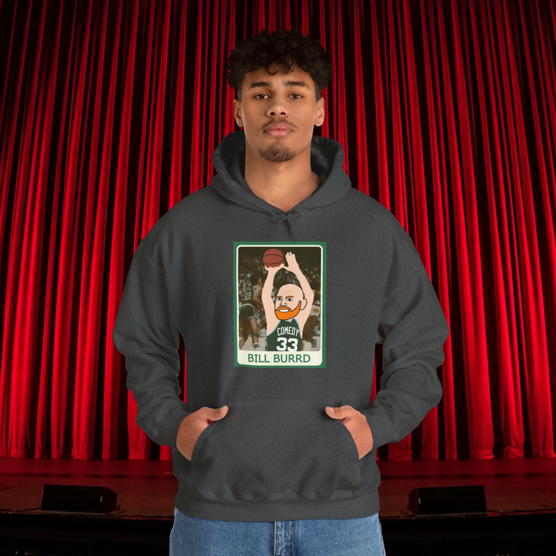 Bill Burr Hoodie Boston Celtics Hoodie Larry Bird Hoodie Monday Morning Podcast Merch Podcast Gift Celtics Fan Gift Basketball Fan Gift Dark Heather Hoodies Basketball Bill Burr Boston Celtics Monday Morning Podcast NBA Podcasts Stand-up Comedy Printify