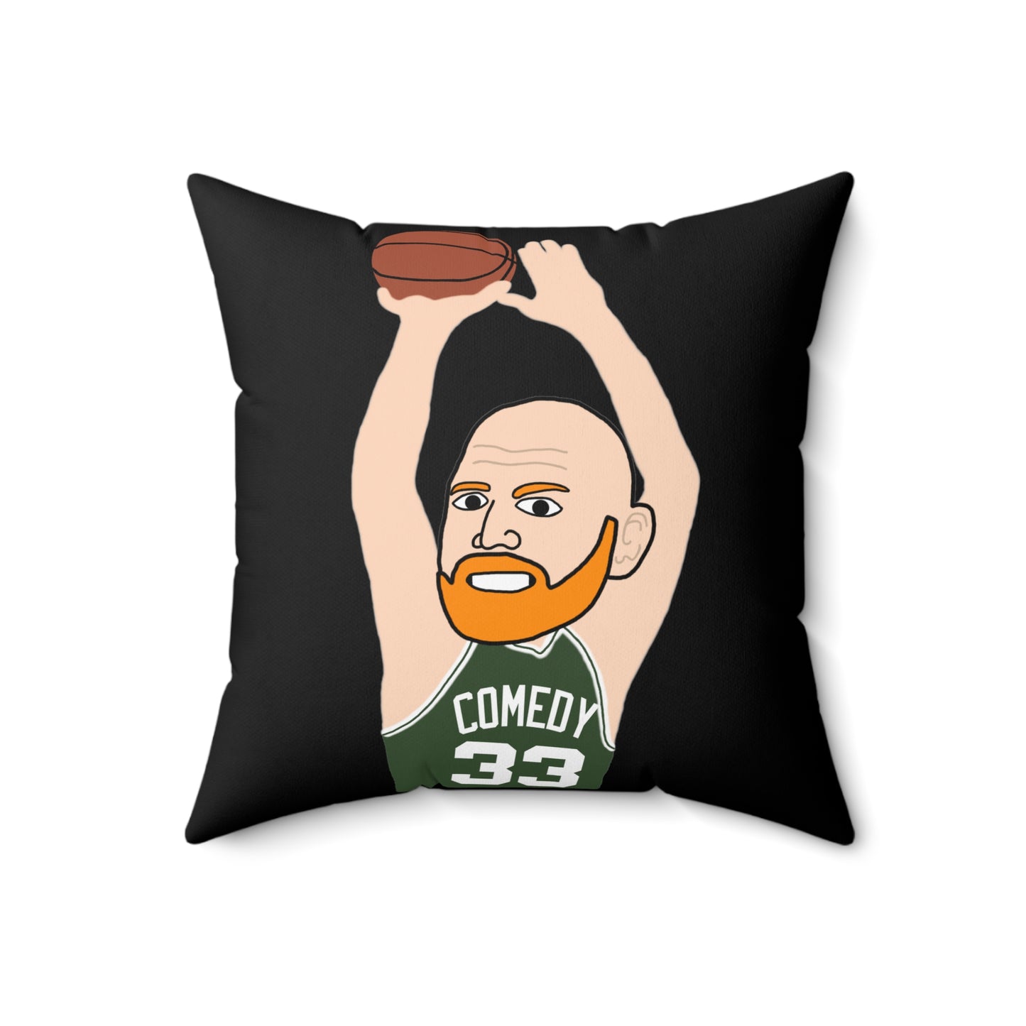 Bill Burrd Boston Celtics Larry Bird Bill Burr Square Pillow 18" × 18" Pillows Basketball Bill Burr Boston Celtics Monday Morning Podcast NBA Podcasts Stand-up Comedy Printify