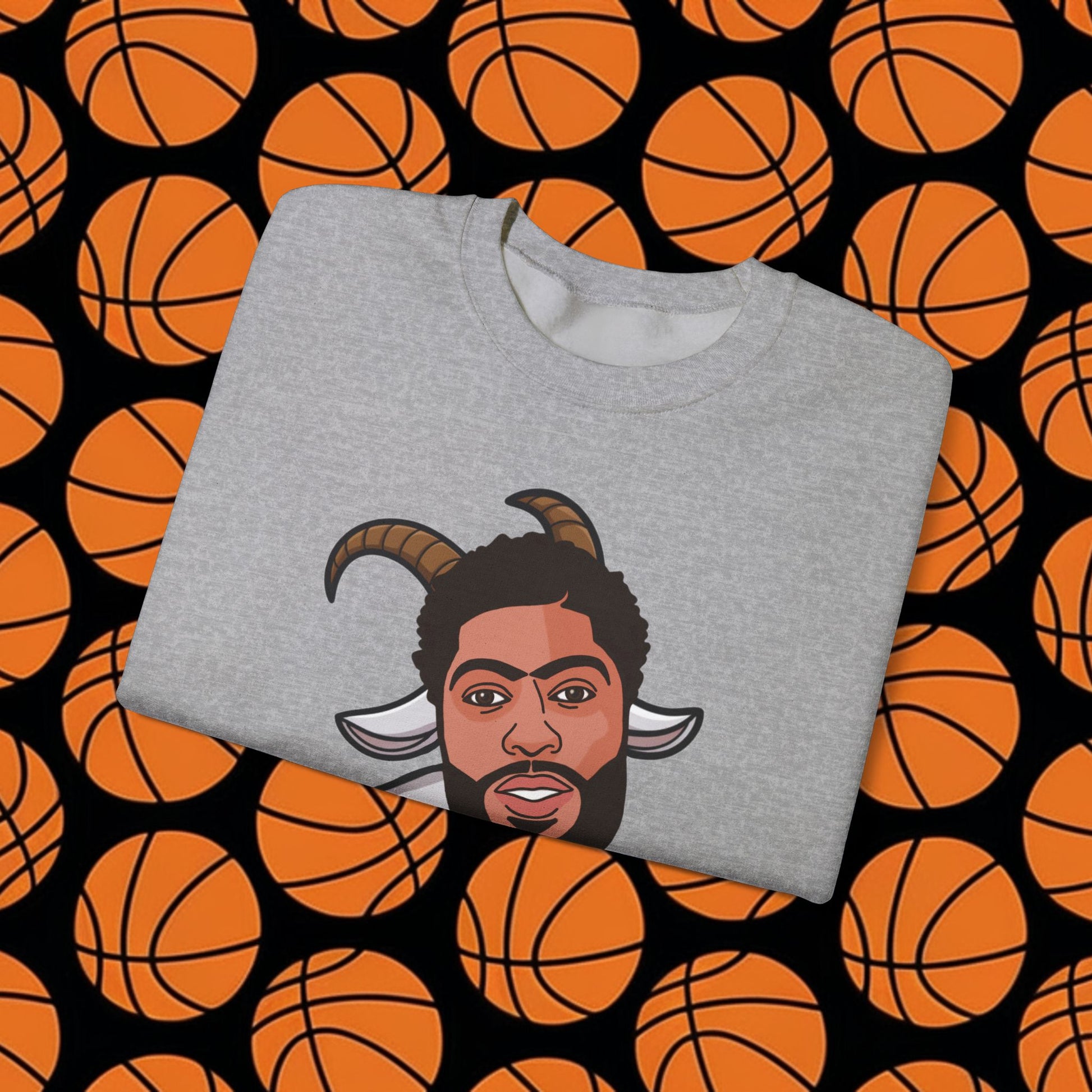 Anthony Davis GOAT Sweatshirt - Funny Unibrow Basketball Meme Jumper - Greatest of All Time Pullover for Basketball Fans - Perfect Gift for AD Fans Sweatshirts Anthony Davis Basketball Dallas Mavericks G.O.A.T. NBA Printify