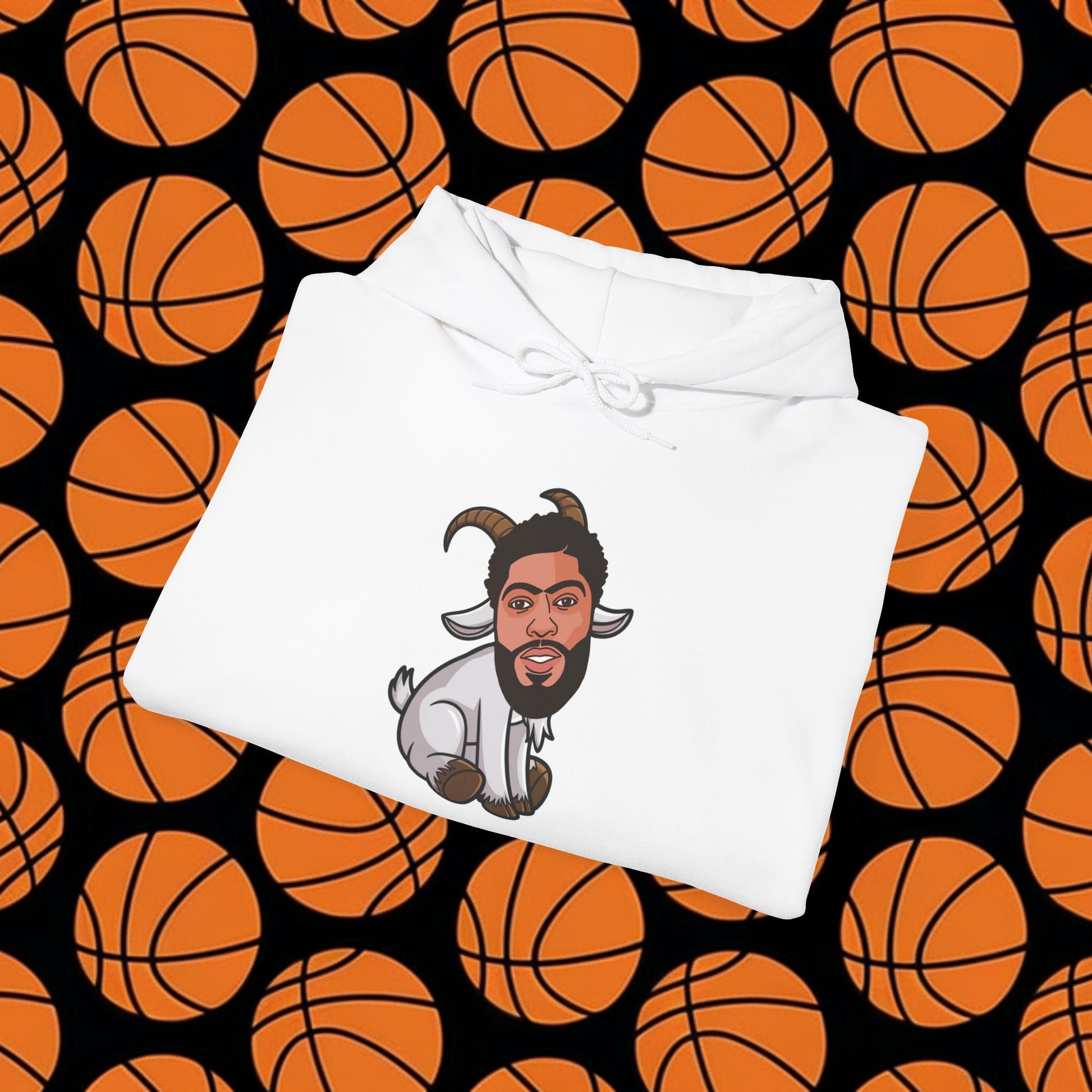 Anthony Davis GOAT Hoodie - Funny Unibrow Basketball Meme Sweatshirt - Greatest of All Time Pullover for Basketball Fans - Perfect Gift for AD Fans Hoodies Anthony Davis Basketball Dallas Mavericks G.O.A.T. NBA Printify