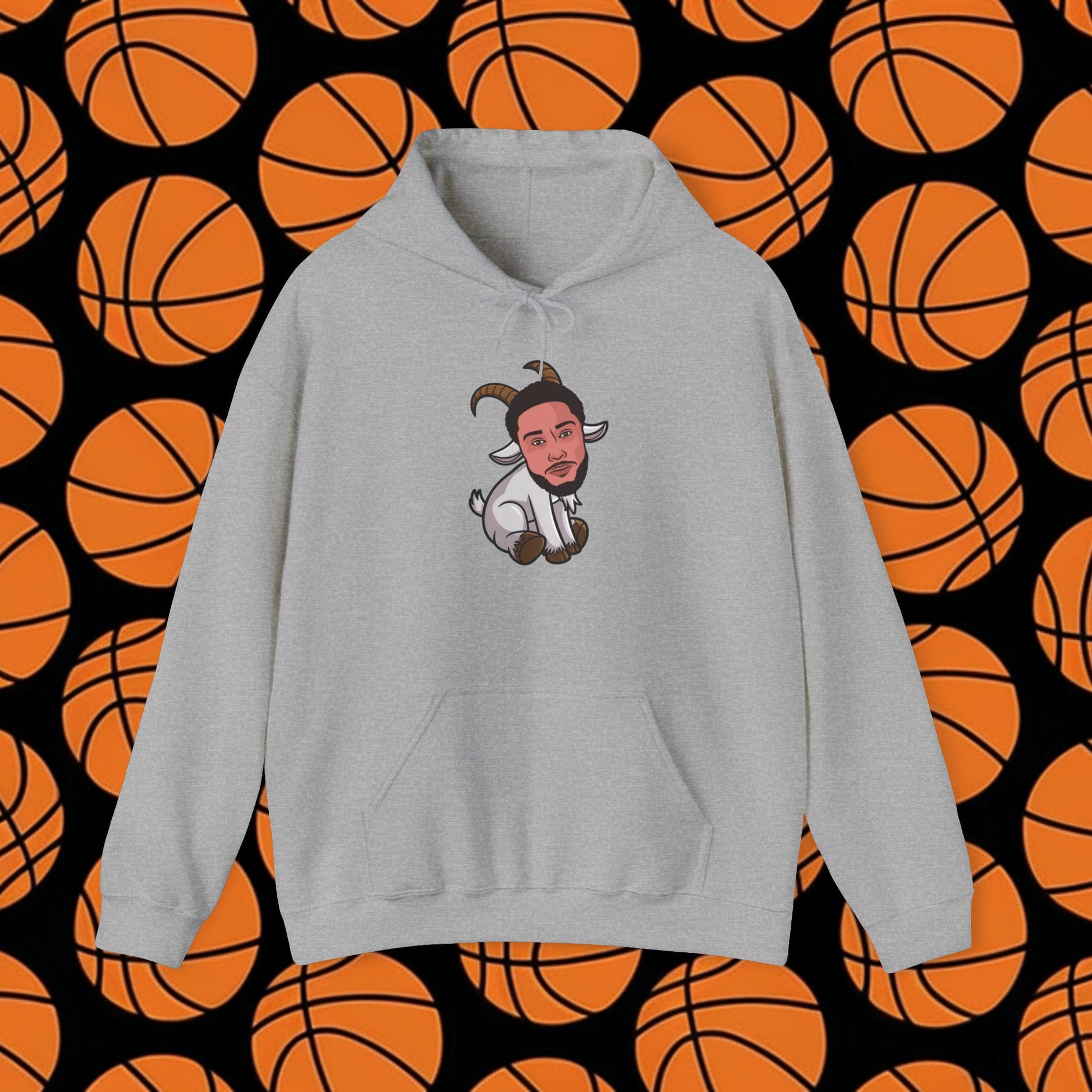 Ben Simmons GOAT Hoodie - Funny Basketball Meme Sweatshirt - Greatest of All Time Pullover for Basketball Fans - Perfect Gift for Ben Simmons Fans Sport Grey Hoodies Basketball Ben Simmons Brooklyn Nets G.O.A.T. NBA Printify