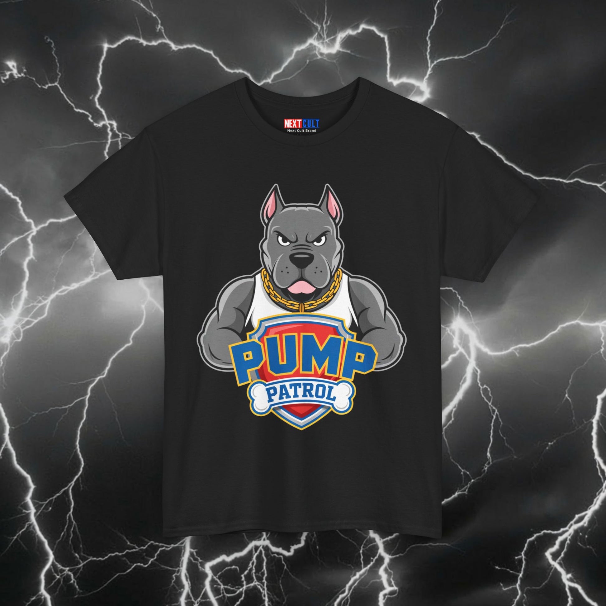 Funny Gym Dog Pump Patrol T-Shirt - Meme Workout Tee for Lifters, Bodybuilding & Fitness Gains - Gymbro Humor Tshirt Top Black T-shirts Bodybuilding Fitness Gym Pump Cover Workout Printify