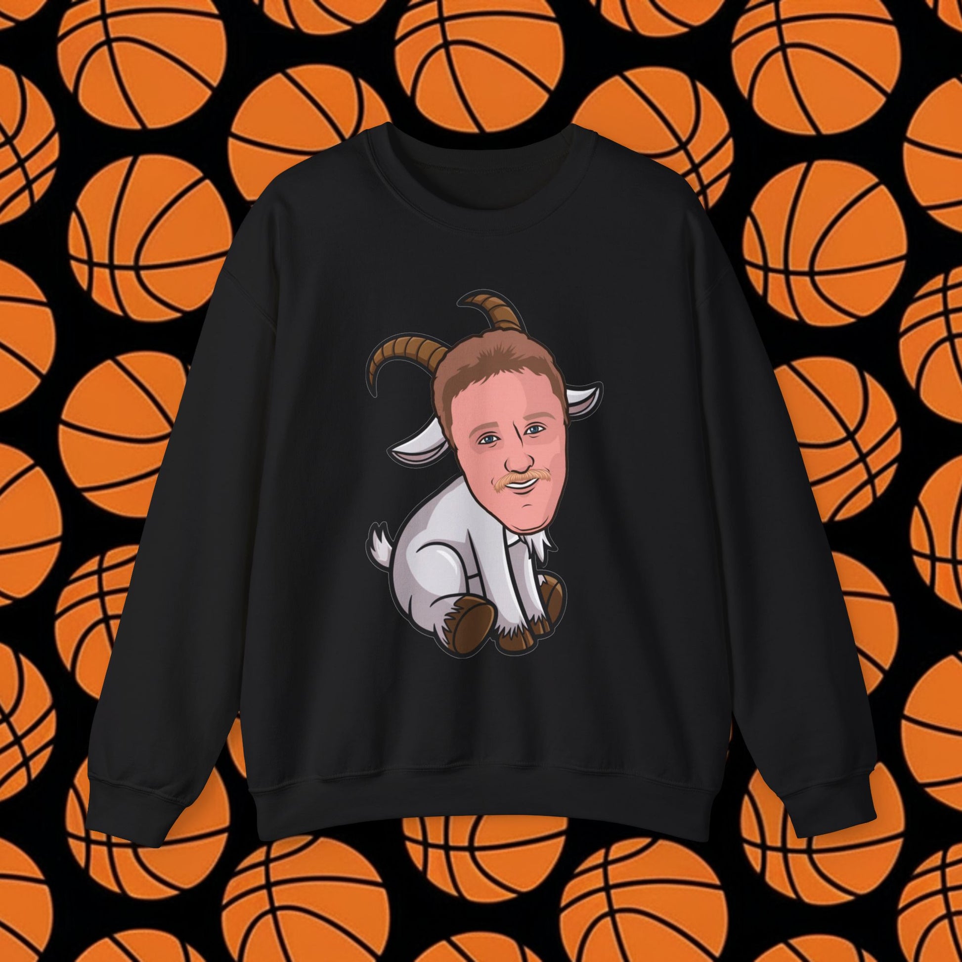 Larry Bird G.O.A.T. Sweatshirt - Funny Basketball Meme Jumper - Greatest of All Time Pullover for Basketball Fans - Perfect Gift for Larry Bird Fans Black Sweatshirts Basketball Boston Celtics G.O.A.T. Larry Bird NBA Printify