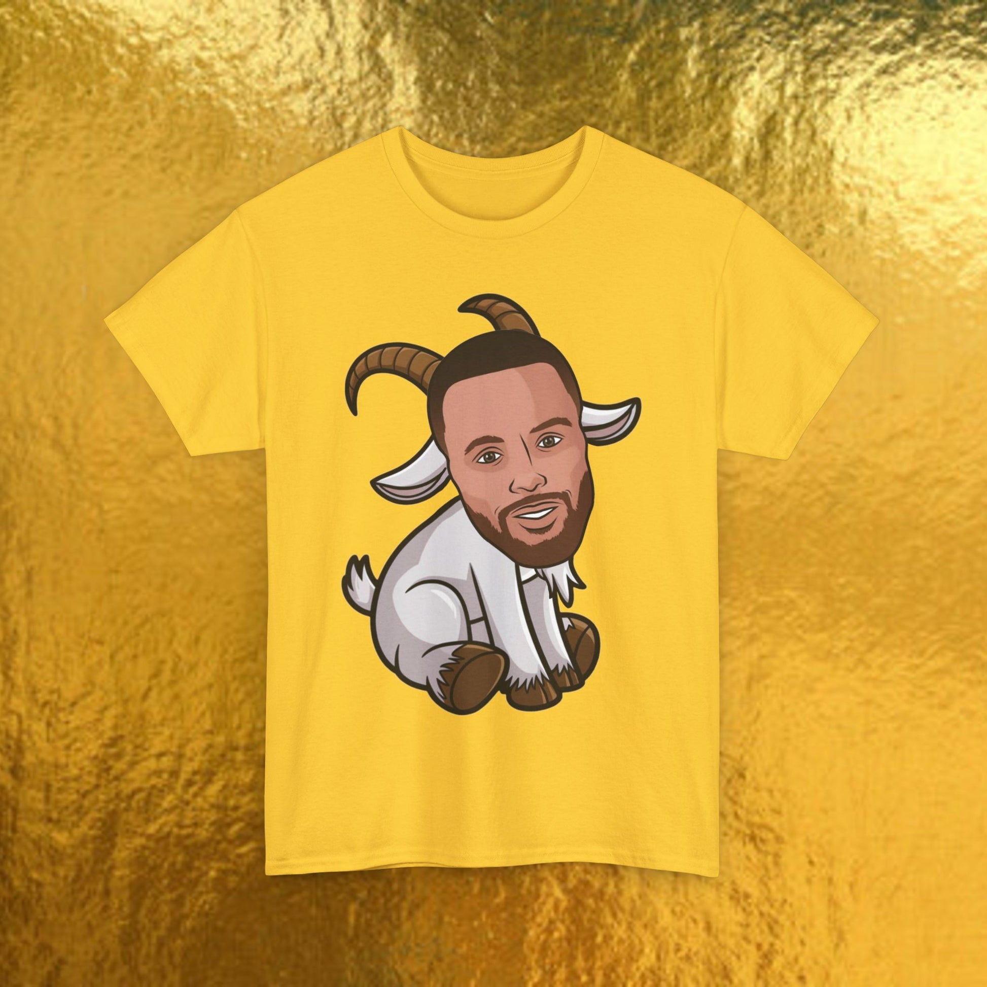 Stephen Curry G.O.A.T. T-Shirt - Steph Curry Greatest of All Time Basketball Meme Casual Top - Funny NBA Fan Art Cartoon Tee - Perfect Gift for Basketball Fans Daisy T-shirts Basketball G.O.A.T. Golden State Warriors NBA Stephen Curry Printify