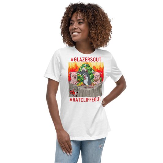 Manchester United Ratcliffe Out, Glazers Out Women's Relaxed Fit T-Shirt, Red Letters, #GlazersOut #RatcliffeOut Next Cult Brand Football, GlazersOut, Manchester United, RatcliffeOut