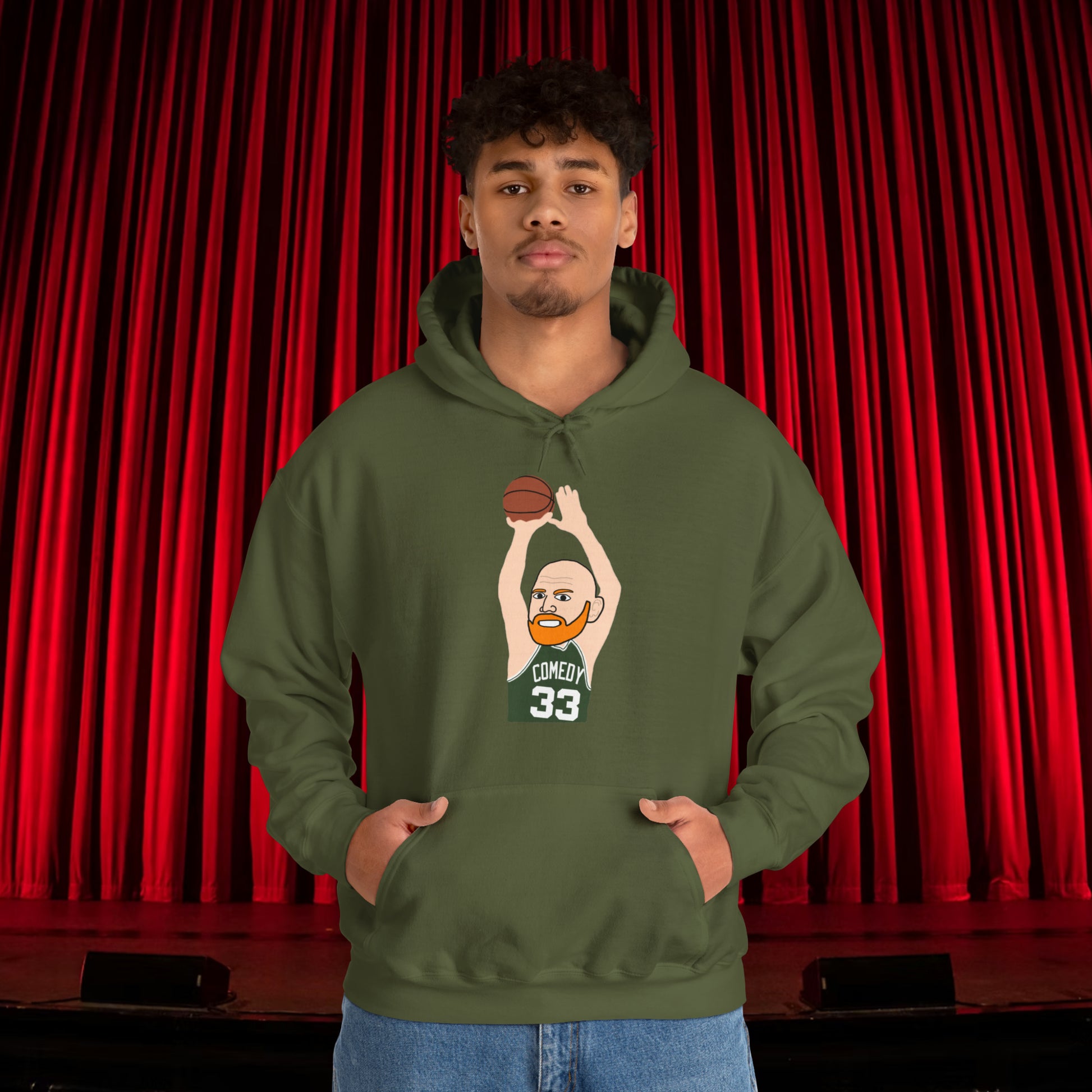 Bill Burr Hoodie Boston Celtics Hoodie Larry Bird Hoodie Monday Morning Podcast Merch Podcast Gift Celtics Fan Gift Basketball Fan Gift Military Green Hoodies Basketball Bill Burr Boston Celtics Monday Morning Podcast NBA Podcasts Stand-up Comedy Printify